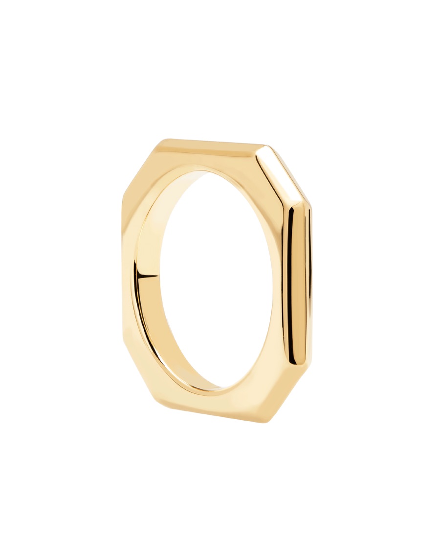 PDPAOLA Elegantní pozlacený prsten SIGNATURE LINK Gold AN01-378 56 mm