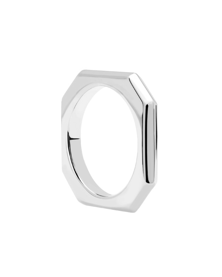 PDPAOLA Elegantní rhodiovaný prsten SIGNATURE LINK Silver AN02-378 50 mm