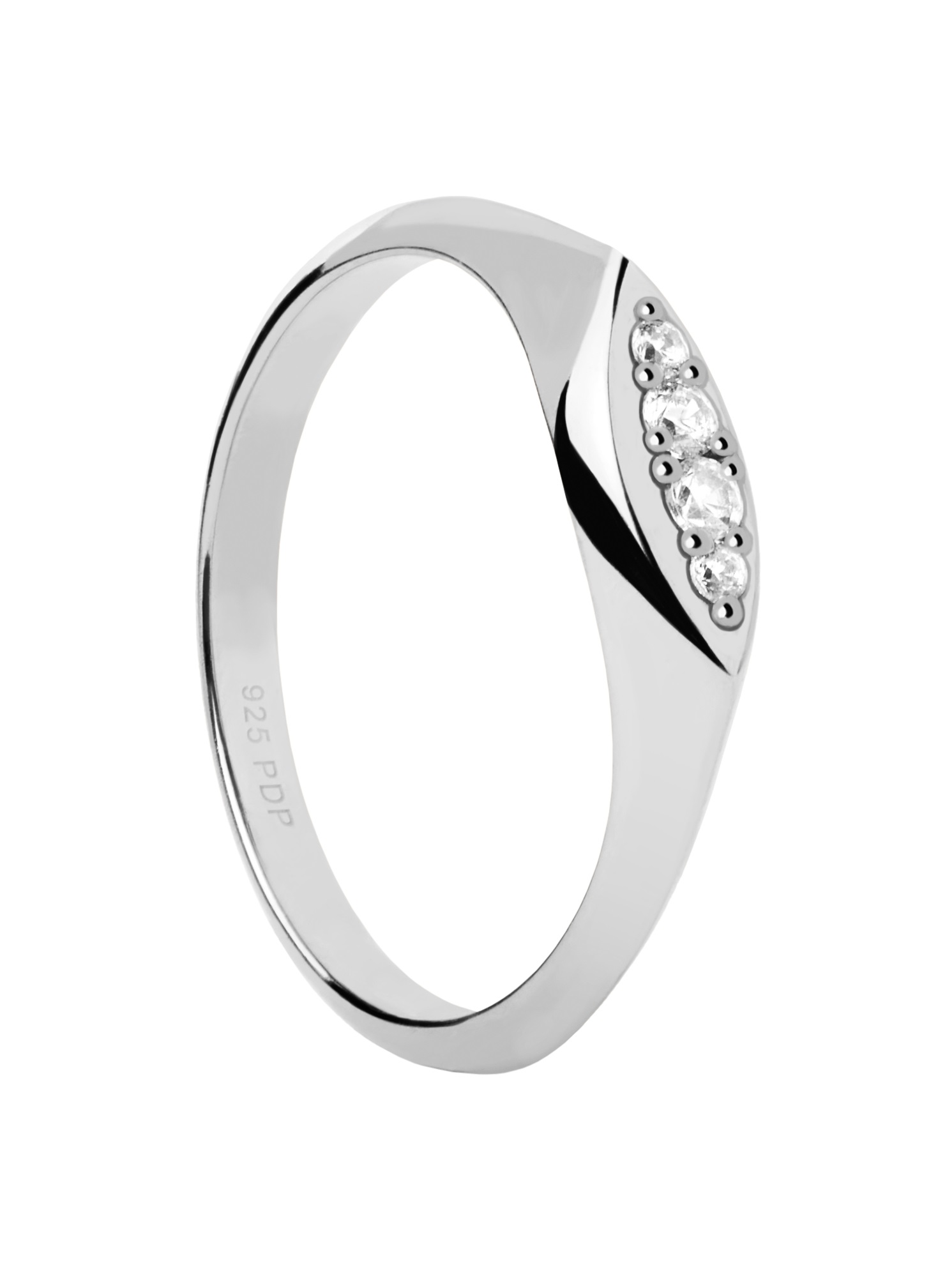 PDPAOLA Elegantní stříbrný prsten se zirkony Gala Vanilla AN02-A52 54 mm