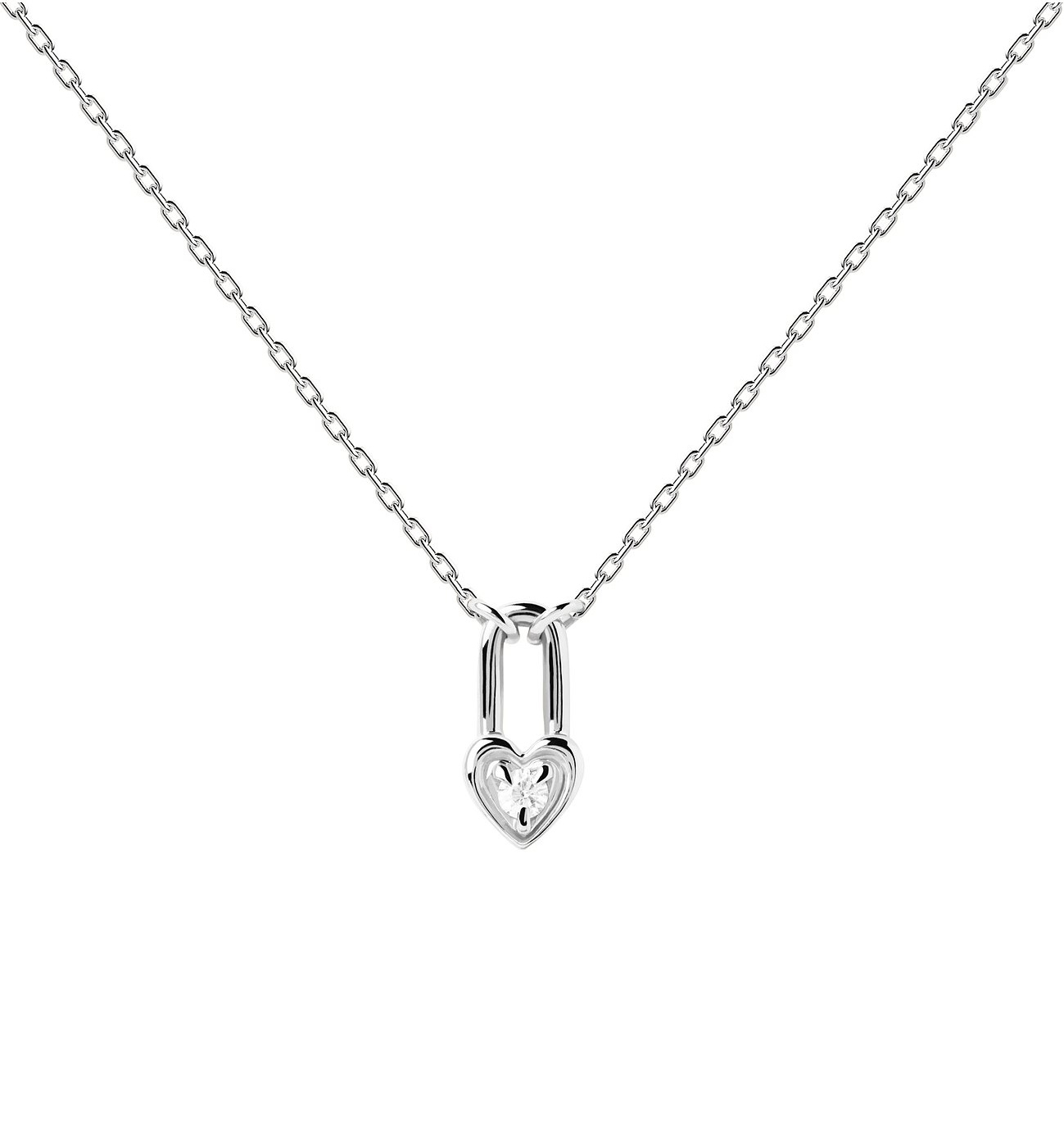 PDPAOLA Jedinečný stříbrný náhrdelník HEART PADLOCK Silver CO02-510-U