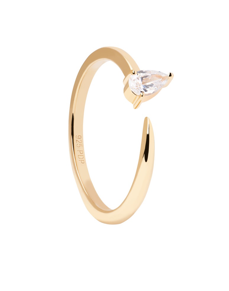 PDPAOLA Jemný pozlátený prsteň so zirkónmi Twing Gold AN01-864 56 mm