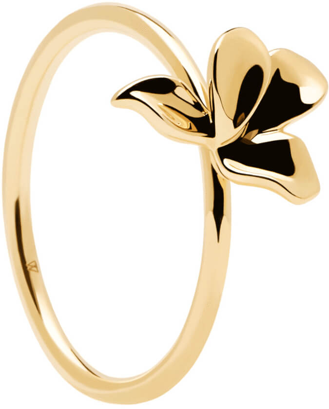 PDPAOLA Nežný pozlátený prsteň zo striebra Narcisy Gold AN01-182 52 mm