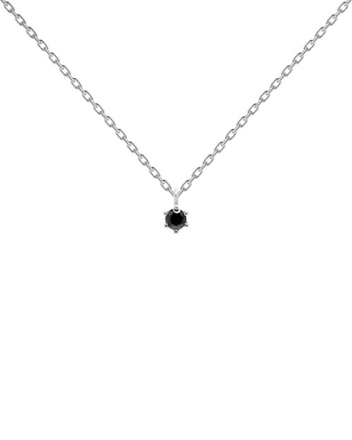 PDPAOLA Něžný stříbrný náhrdelník Black Solitary Essentials CO02-146-U (řetízek, přívěsek)