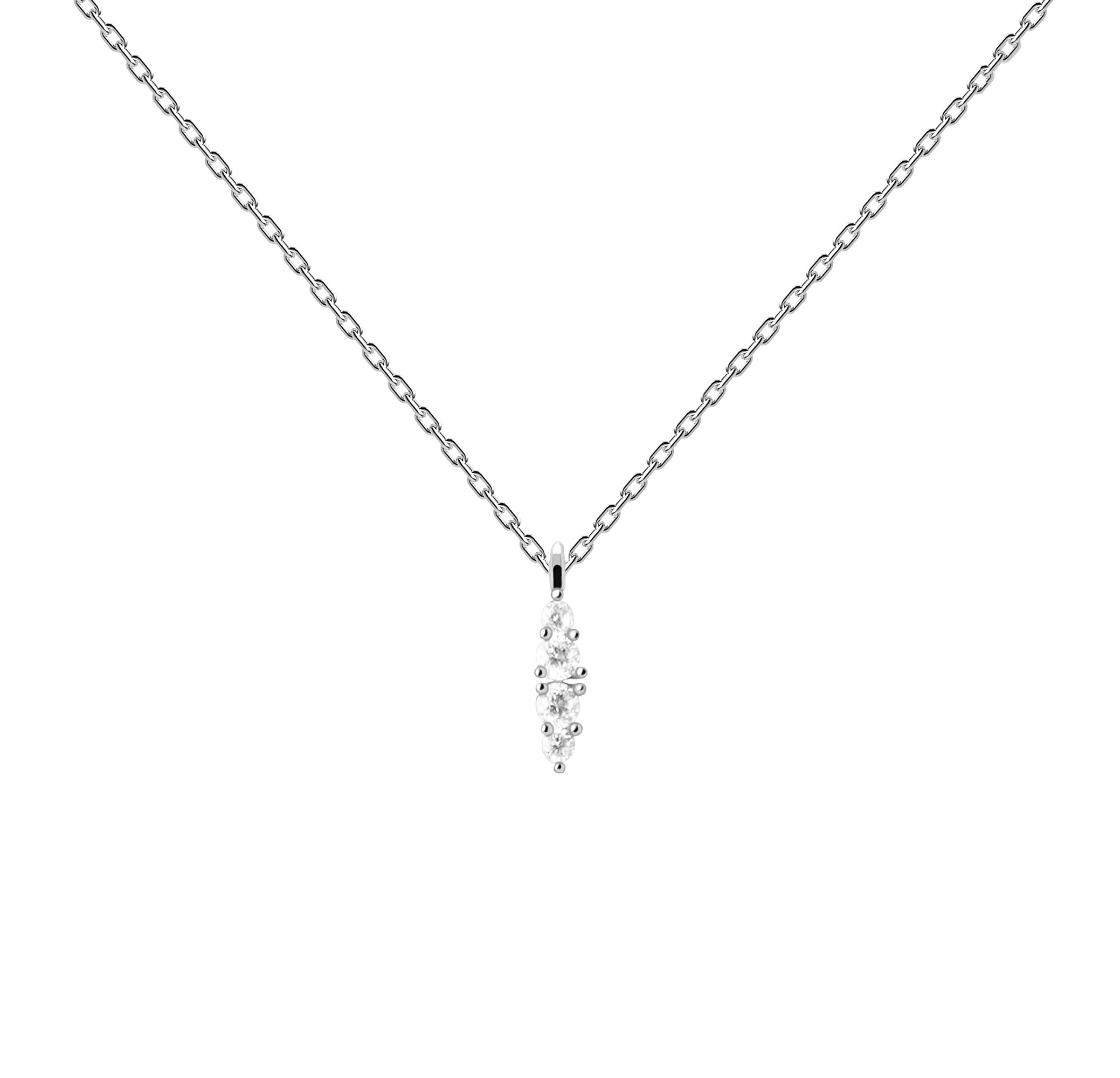 Levně PDPAOLA Něžný stříbrný náhrdelník Gala Vanilla CO02-675-U (řetízek, přívěsek)