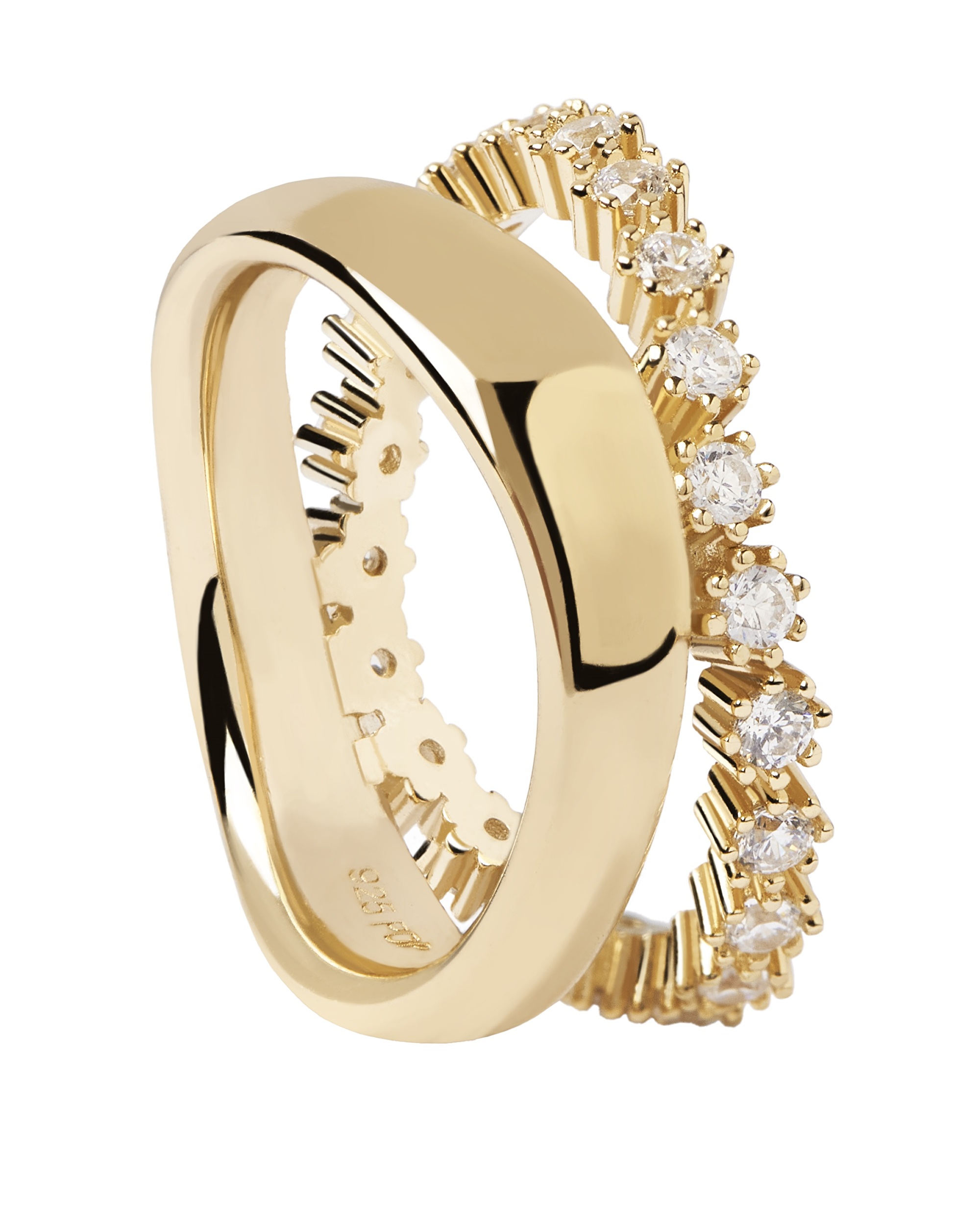 PDPAOLA Okouzlující pozlacený prsten s čirými zirkony MOTION Gold AN01-463 50 mm