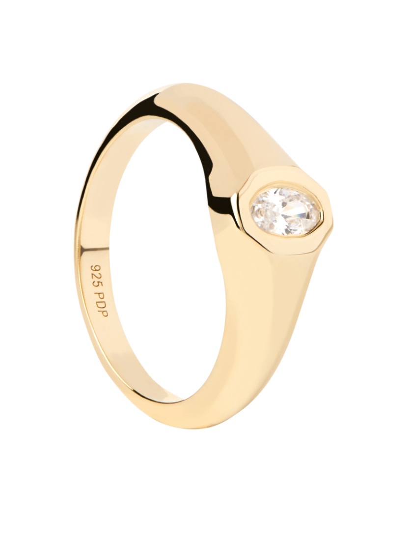 PDPAOLA Pozlacený prsten ze stříbra Karry Essentials AN01-A03 56 mm