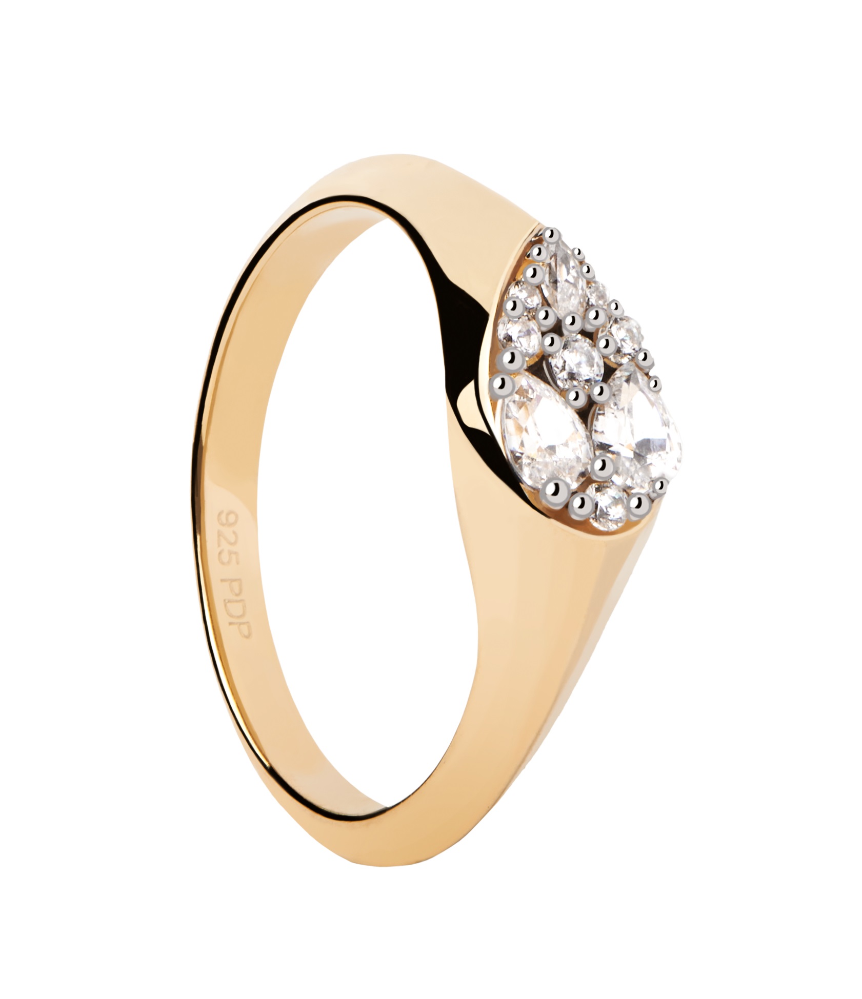 PDPAOLA Půvabný pozlacený prsten se zirkony Vanilla AN01-A51 54 mm