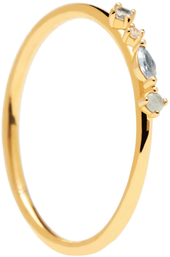 PDPAOLA Půvabný pozlacený prsten ze stříbra MIDNIGHT BLUE AN01-193 50 mm