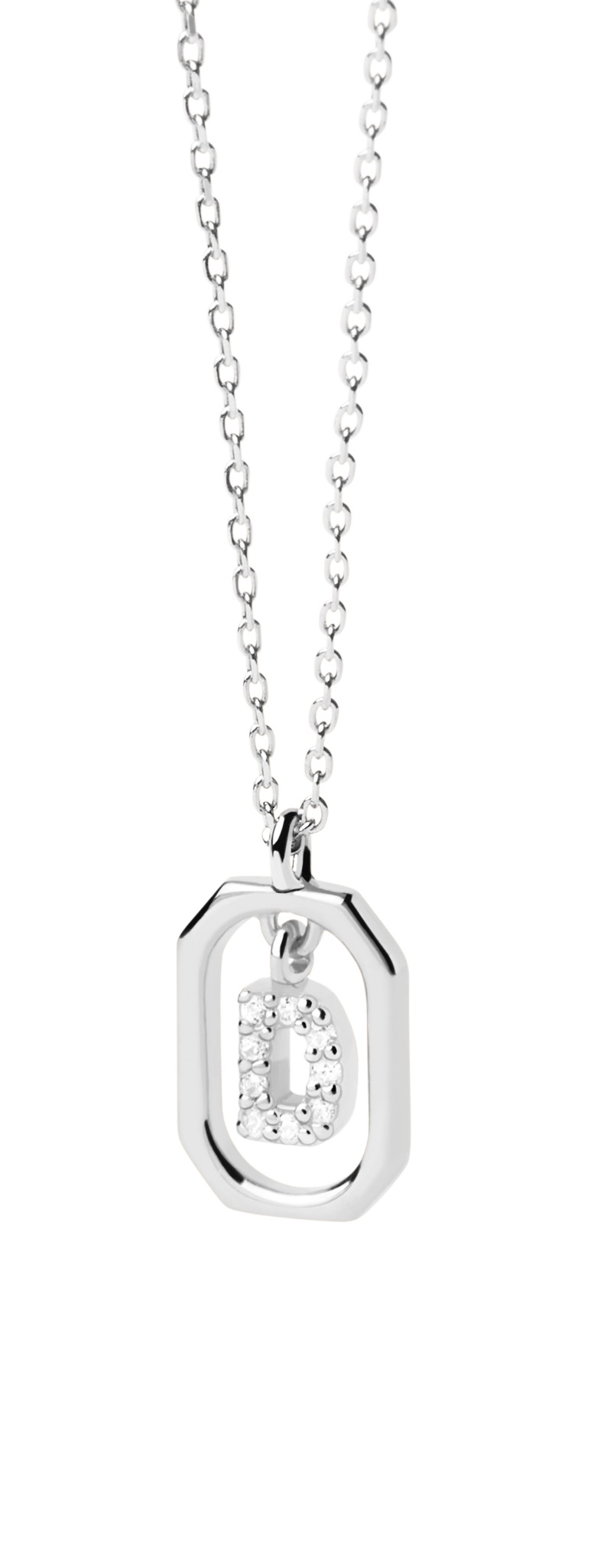 Levně PDPAOLA Půvabný stříbrný náhrdelník písmeno "D" LETTERS CO02-515-U (řetízek, přívěsek)