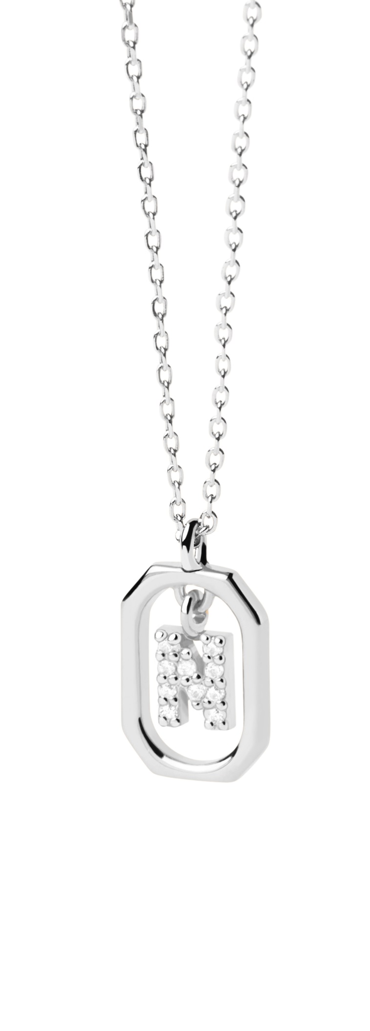 Levně PDPAOLA Půvabný stříbrný náhrdelník písmeno "N" LETTERS CO02-525-U (řetízek, přívěsek)