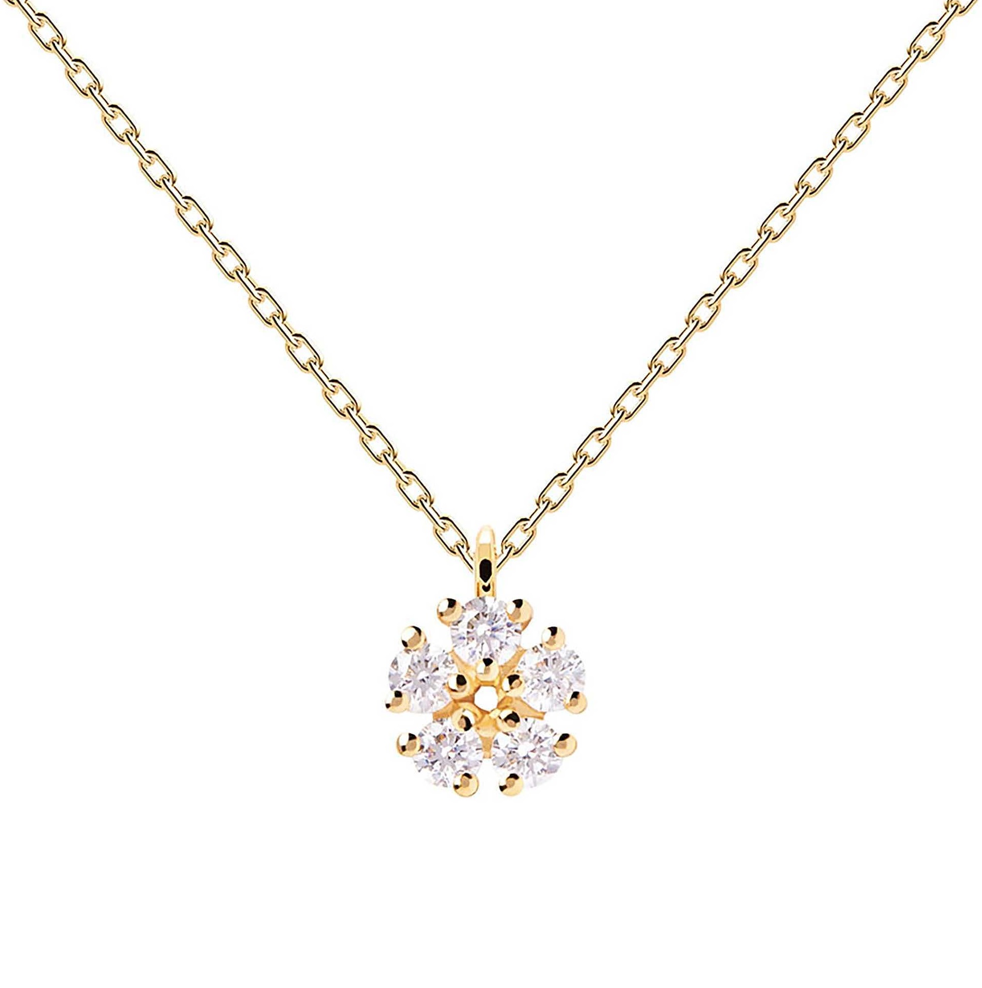 PDPAOLA Romantický pozlátený náhrdelník so zirkónmi DAISY CO01-498-U