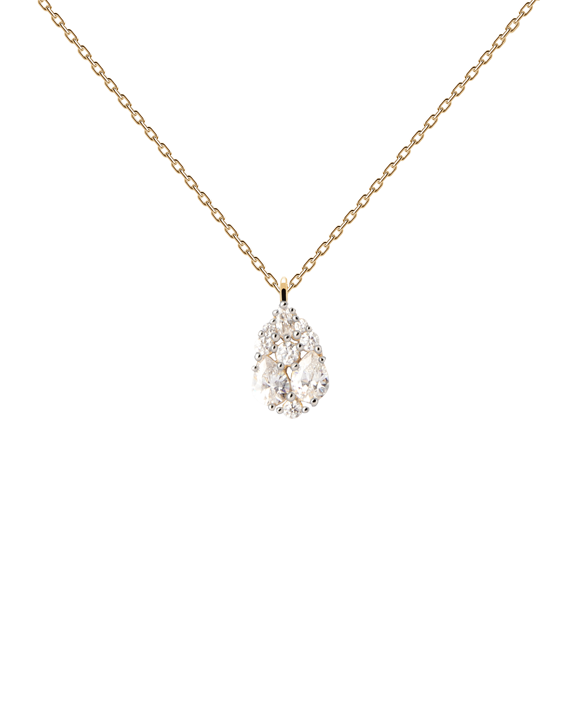 PDPAOLA Blyštivý pozlátený náhrdelník Vanilla CO01-674-U (retiazka, prívesok)