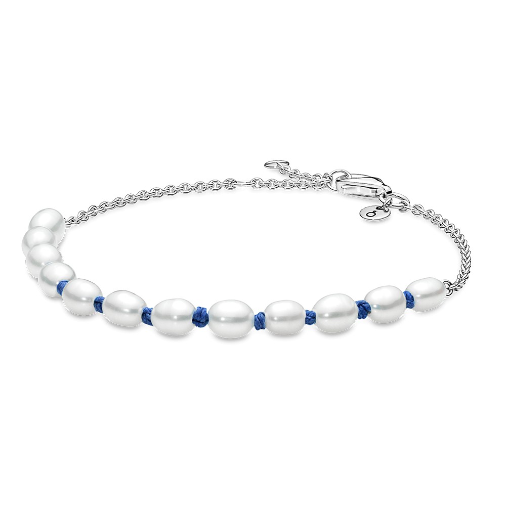 Levně Pandora Elegantní stříbrný náramek se sladkovodními perlami 591689C01 20 cm