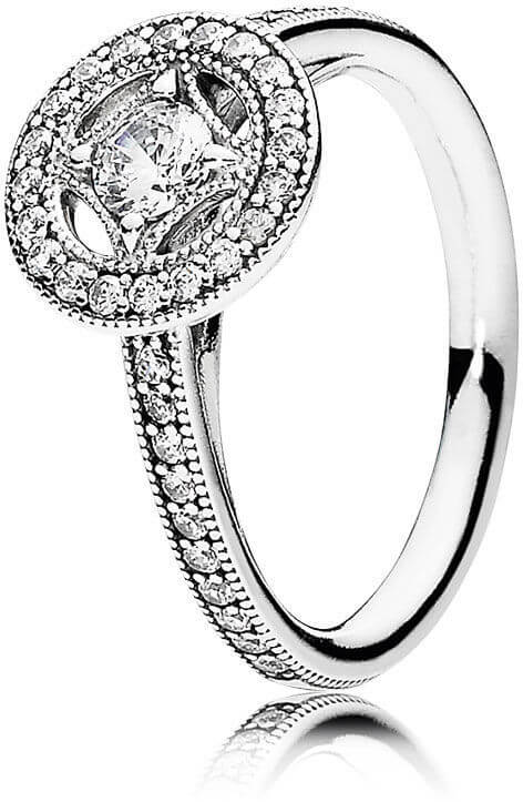 Pandora Luxusní třpytivý prsten ze stříbra 191006CZ 50 mm