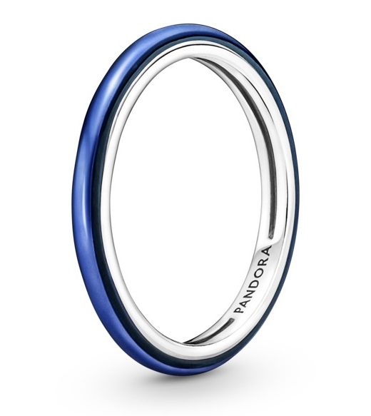 Pandora Minimalistický stříbrný prsten s modrým smaltem 199655C02 52 mm
