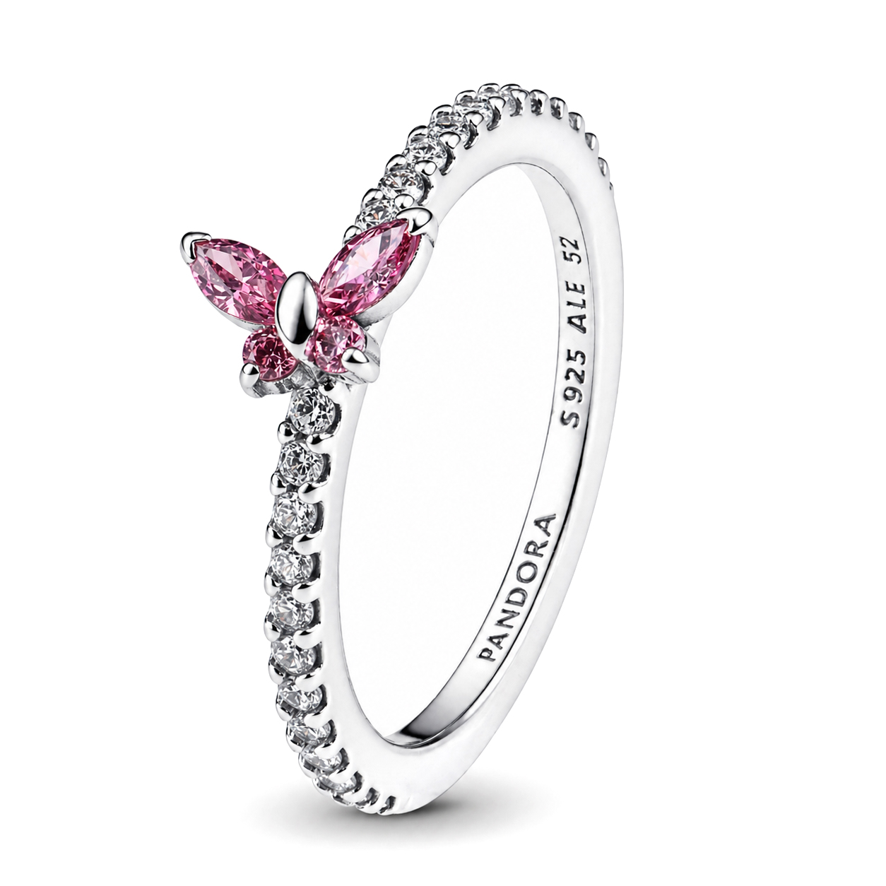 Pandora Něžný stříbrný prsten Růžový motýlek Timeless 194269C02 54 mm