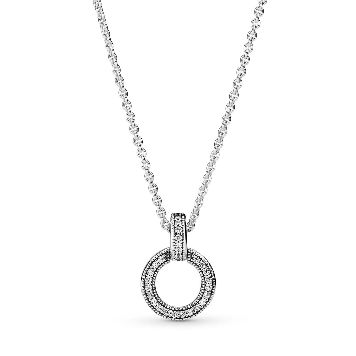 Pandora Bájos ezüst nyaklánc cirkóniumkövekkel 399487C01-45 (lánc, medál)
