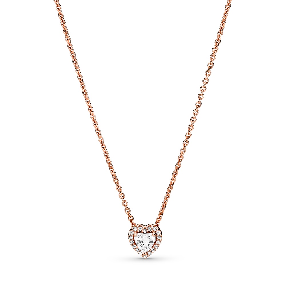 Pandora Pozlacený náhrdelník s třpytivým srdíčkem Rose Timeless 388425C01-45