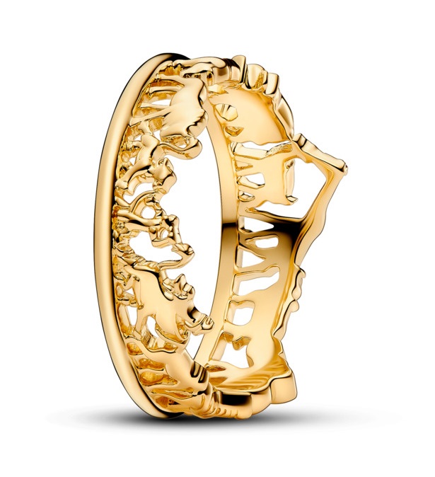 Pandora Propracovaný pozlacený prsten Lví král Shine 163362C00 52 mm