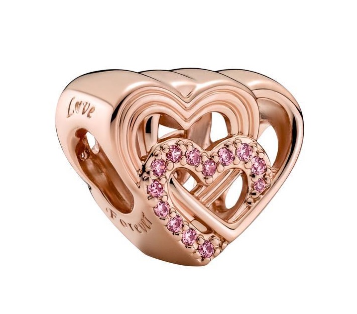 Pandora Romantická bronzová korálka Prepletené srdce 789529C01