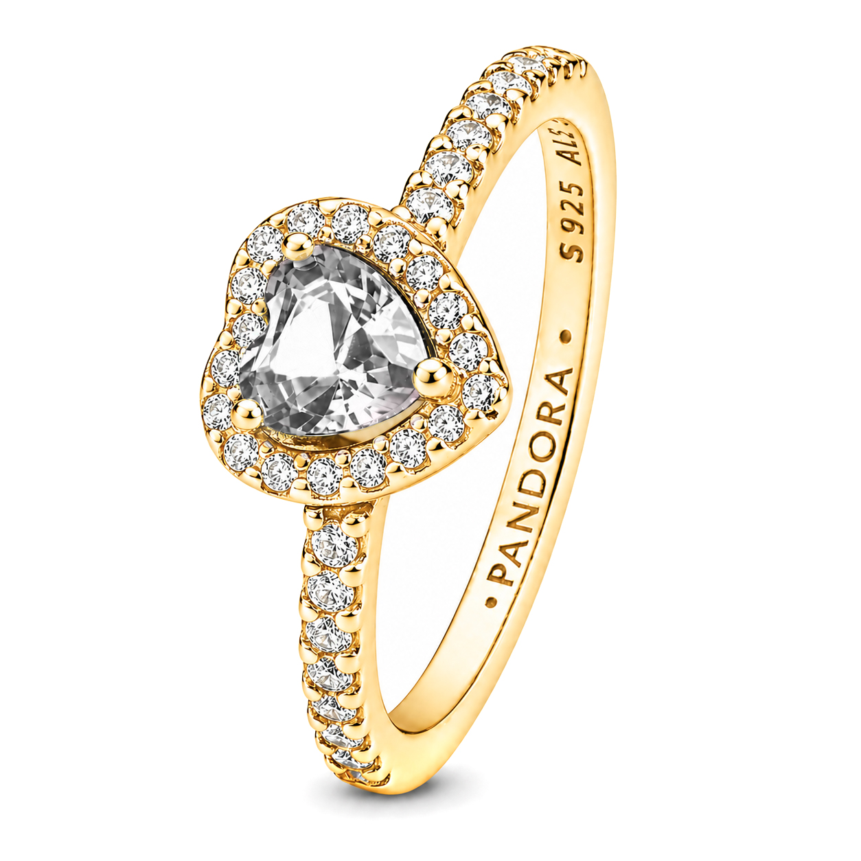 Pandora Romantický pozlacený prsten srdce 168421C01 50 mm