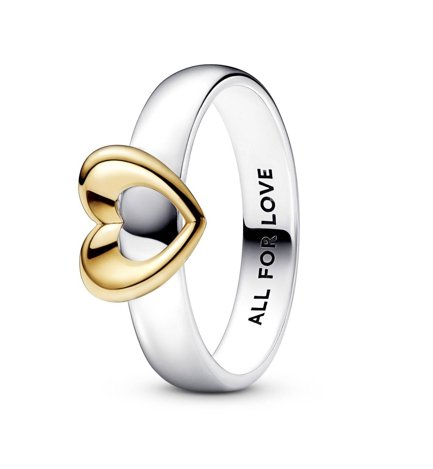 Levně Pandora Romantický prsten Posuvné srdce Shine 162504C00 52 mm