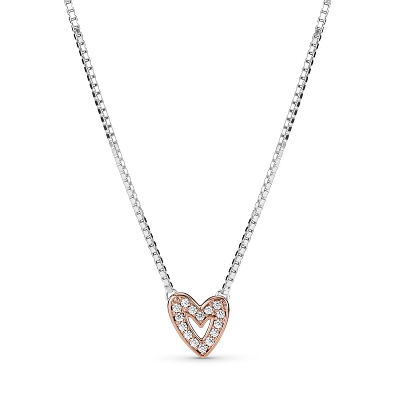 Pandora Romantický stříbrný náhrdelník se zirkony Rose 380089C01-45