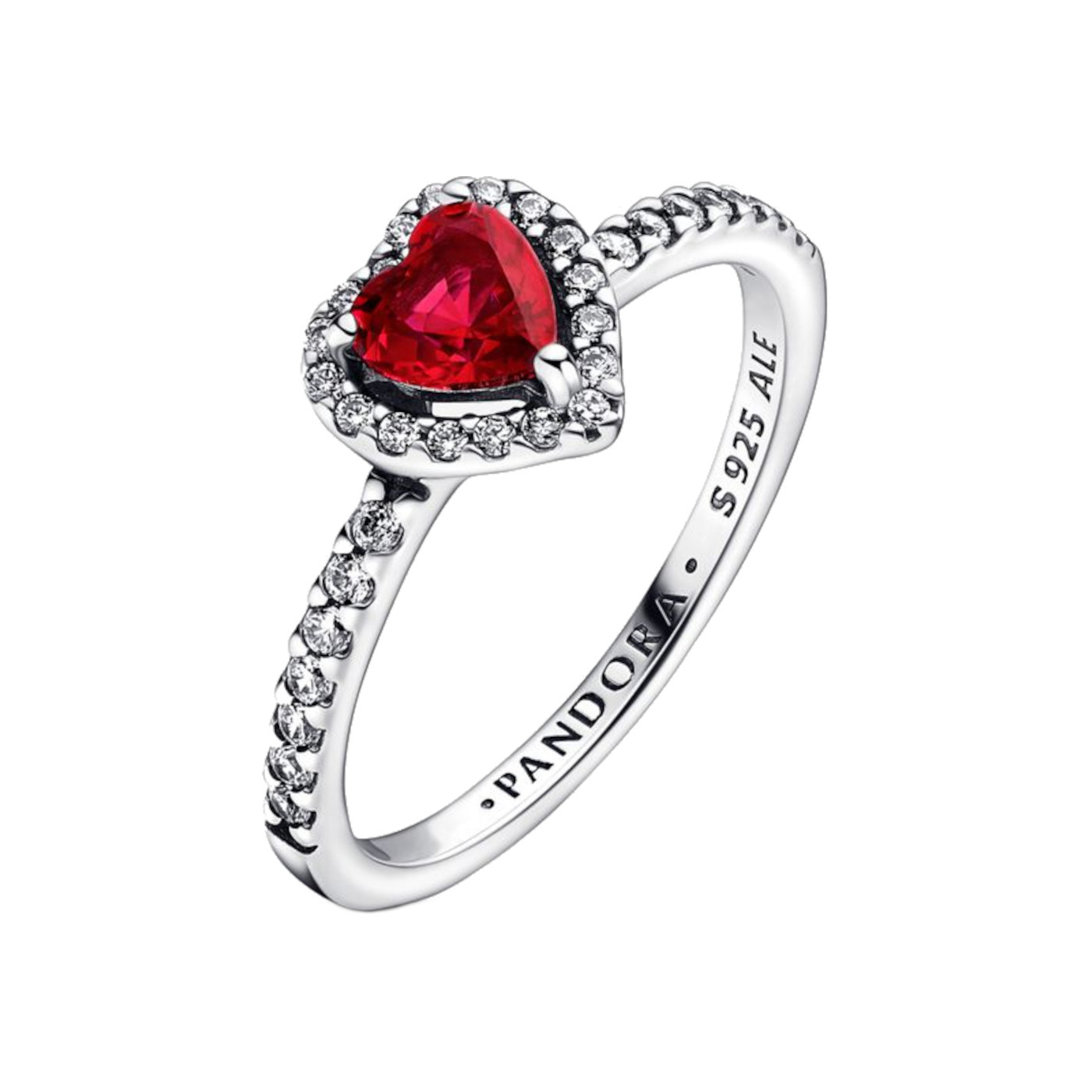 Pandora Romantický stříbrný prsten s červeným křišťálem Timeless 198421C02 54 mm