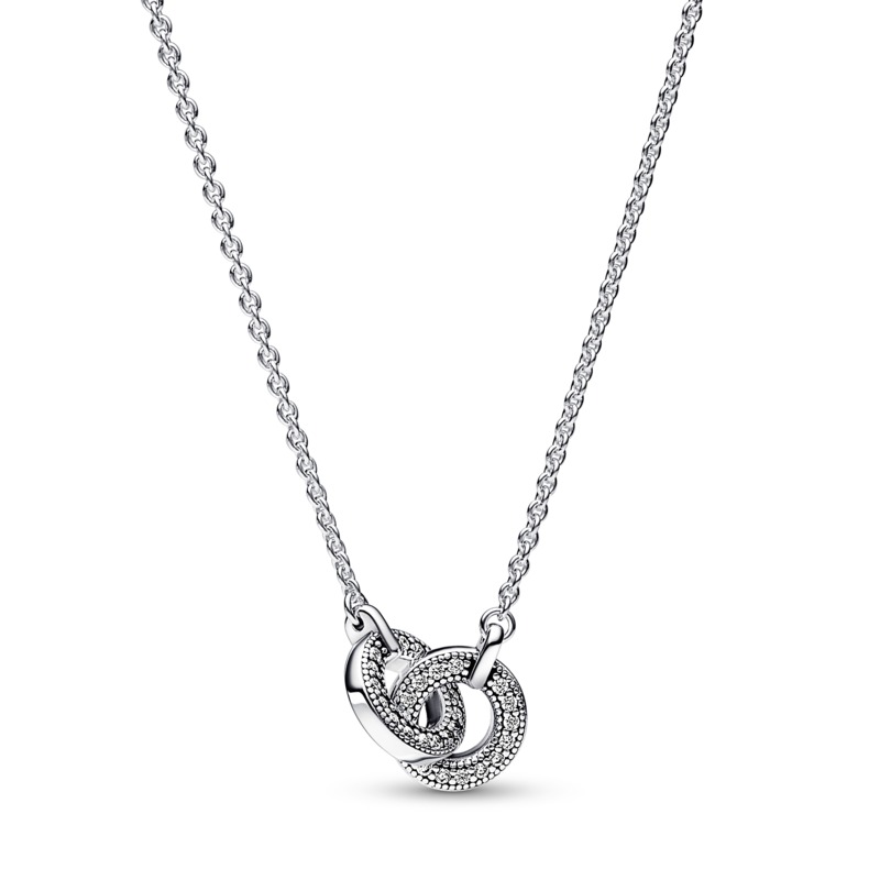 Pandora -  Slušivý stříbrný náhrdelník s kroužky Signature 392736C01-45
