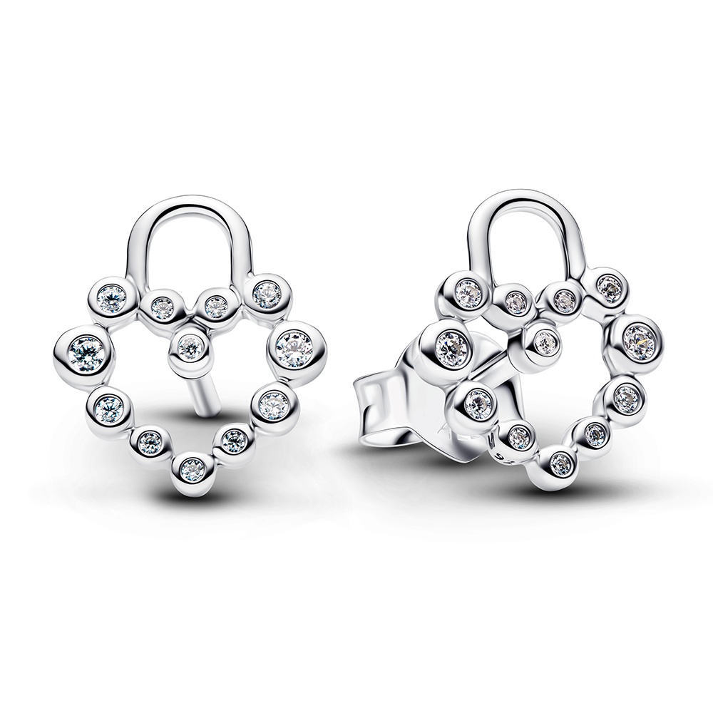 Pandora Strieborné srdiečkové náušnice so zirkónmi Moments 294419C01