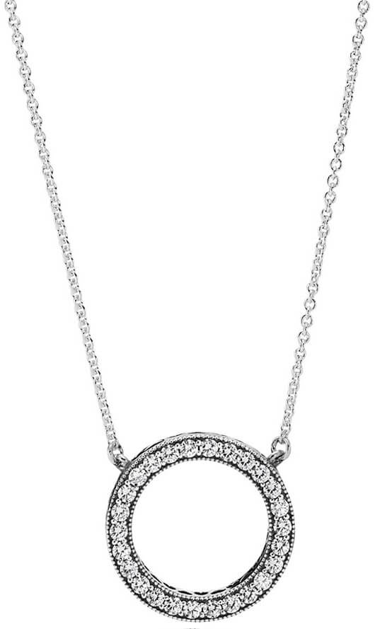 Levně Pandora Stříbrný náhrdelník s krystalovým přívěskem 590514CZ-45