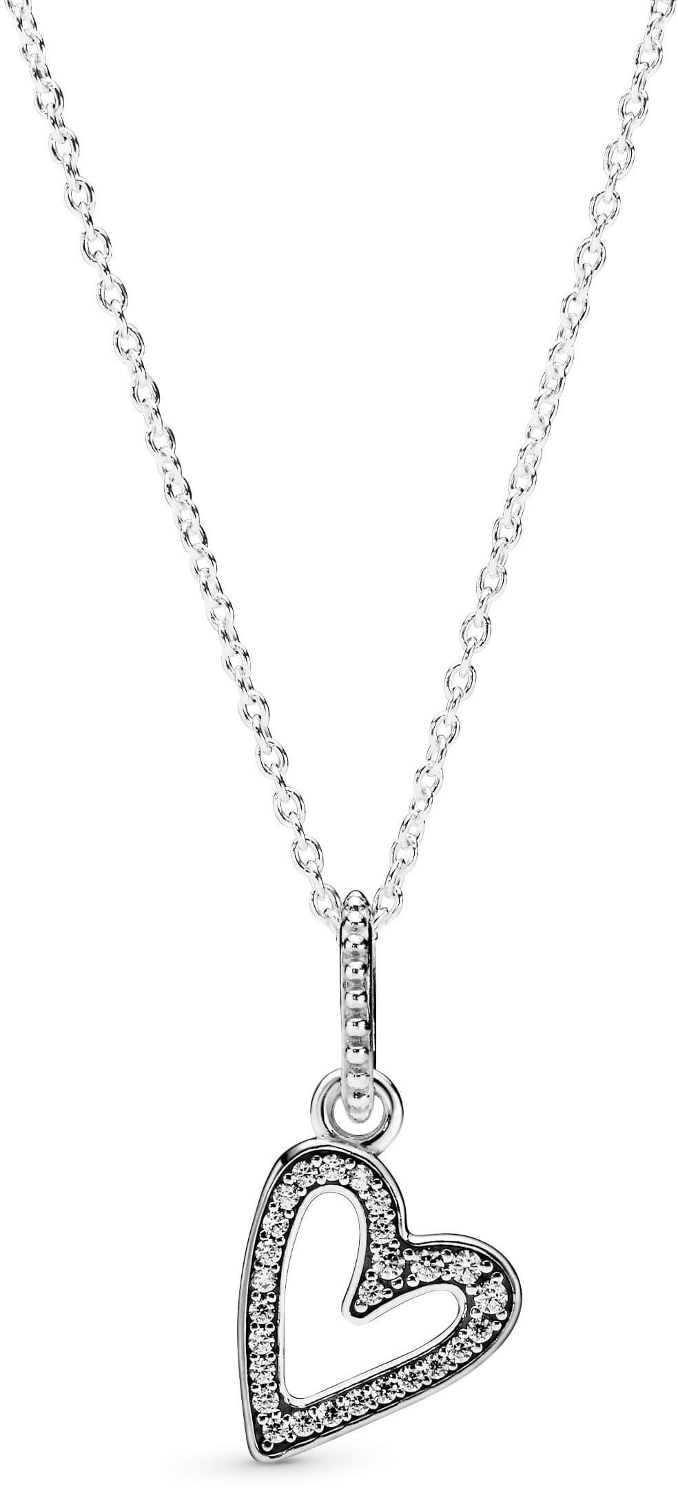 Pandora Stříbrný náhrdelník s třpytivým srdcem 398688C01-50