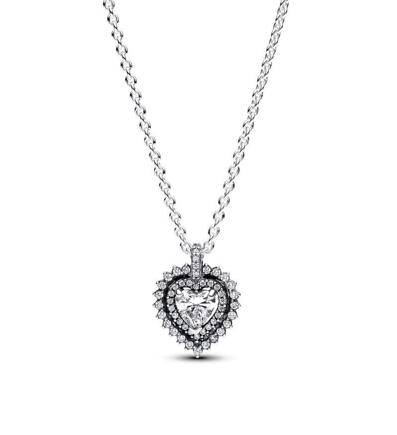 Levně Pandora Stříbrný náhrdelník s třpytivým srdíčkem Timeless 393099C01-45