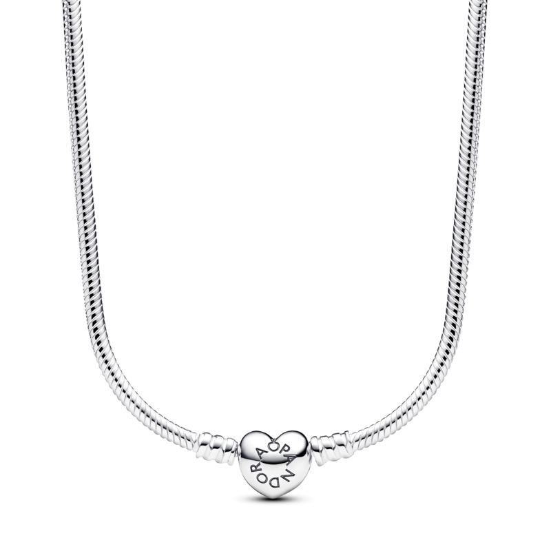 Pandora Strieborný náhrdelník so srdiečkovým zapínaním Moments 393091C00-45
