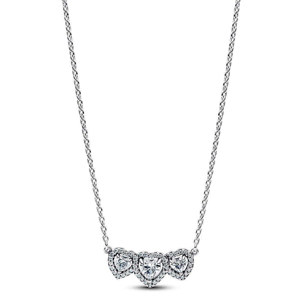 Pandora Strieborný náhrdelník Trojité srdce Timeless 394412C01-45