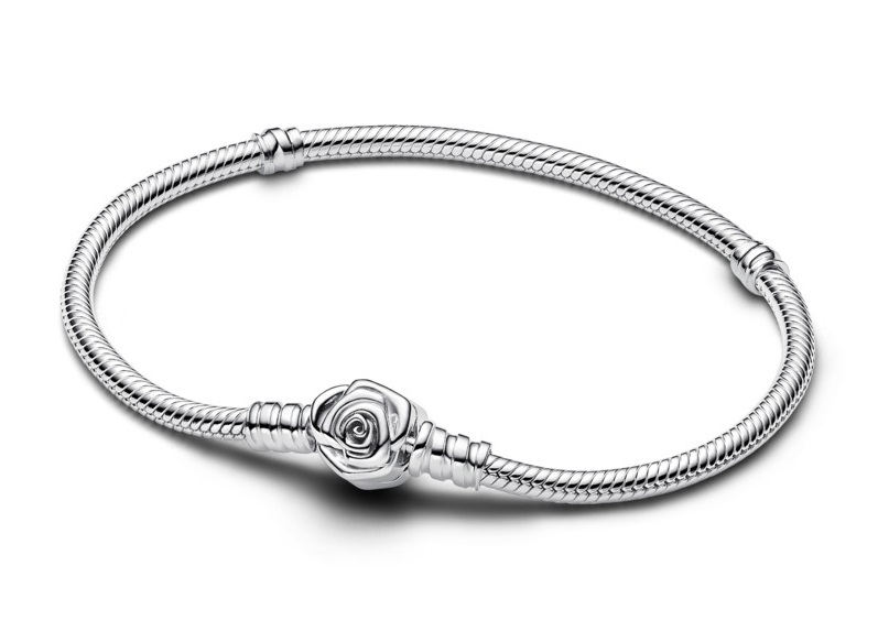 Pandora Stříbrný náramek Rozkvetlá růže Moments 593211C00 21 cm