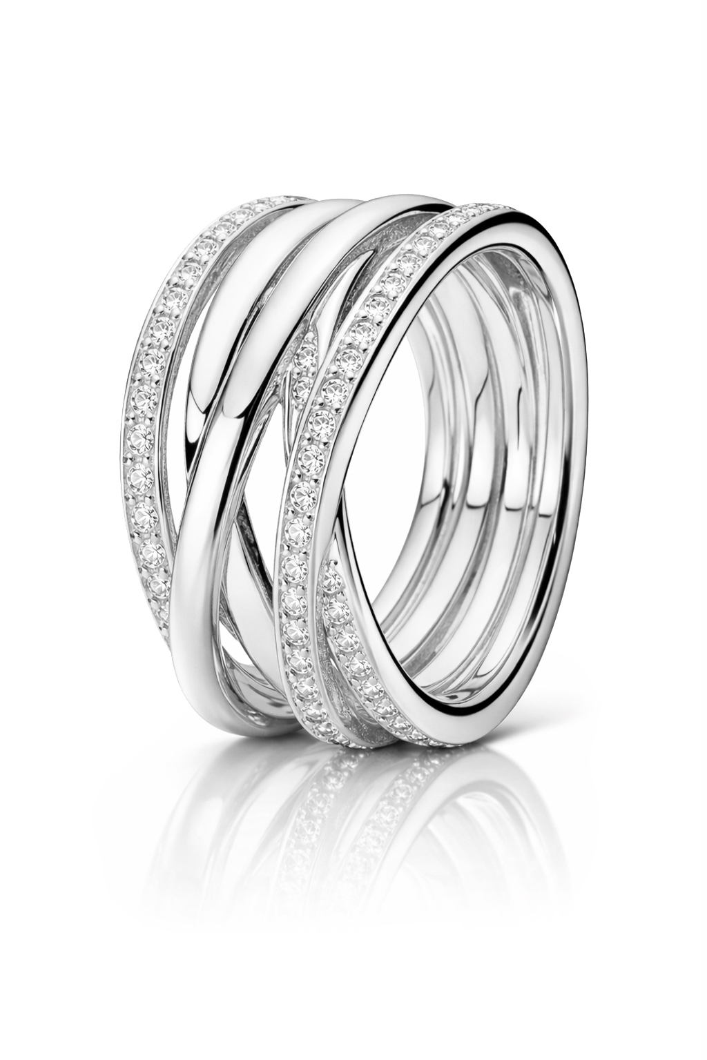 Pandora Stříbrný propletený prsten Timeless 190919CZ 50 mm