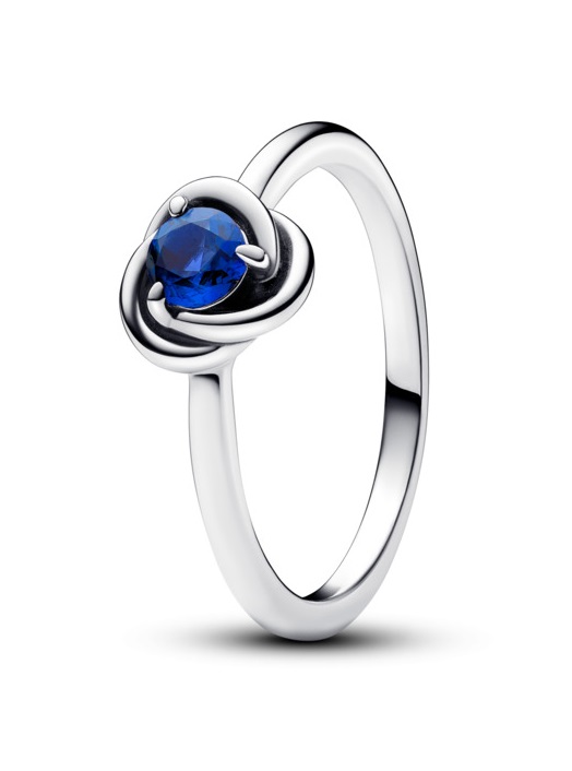 Pandora -  Stříbrný prsten s modrým krystalem Zářijový kruh věčnosti 192993C09 50 mm