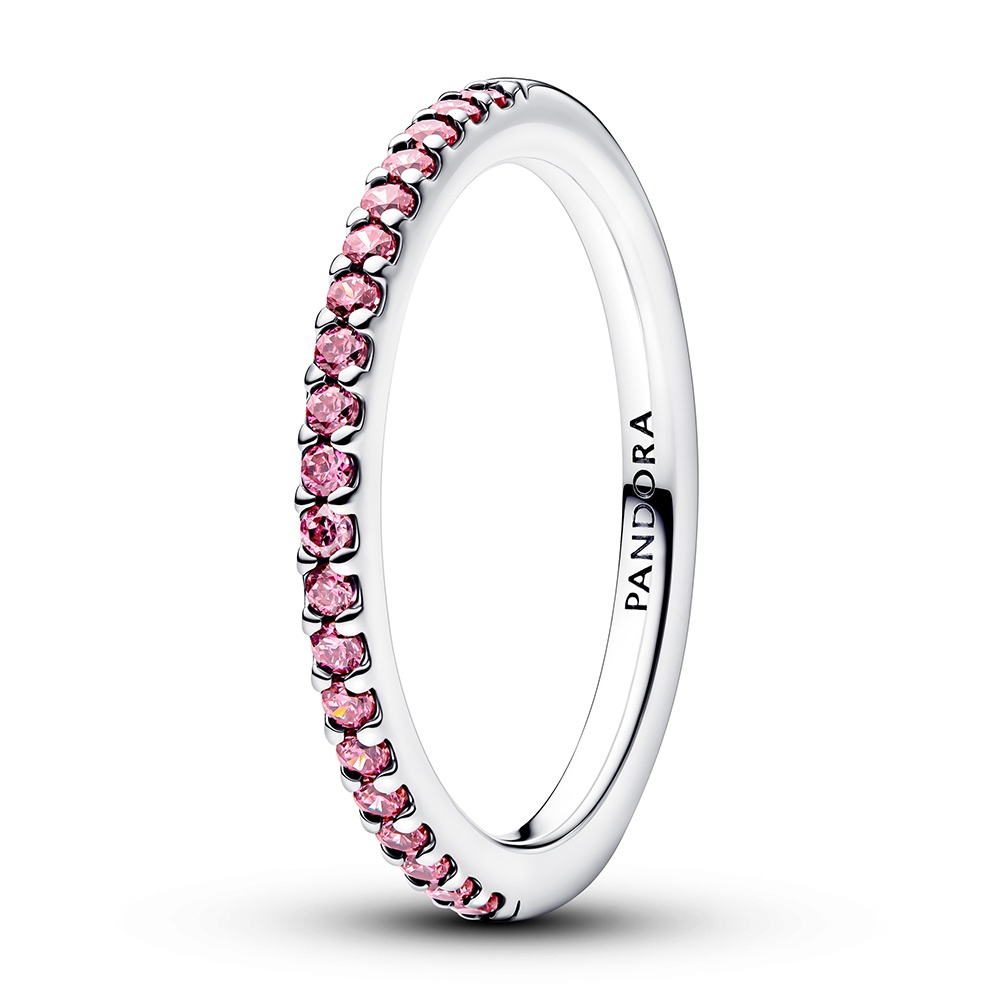 Pandora Stříbrný prsten s růžovými zirkony Timeless 192999C02 56 mm