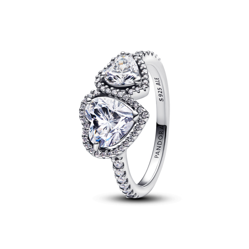 Pandora Stříbrný prsten Třpytivá srdce Timeless 193659C01 50 mm