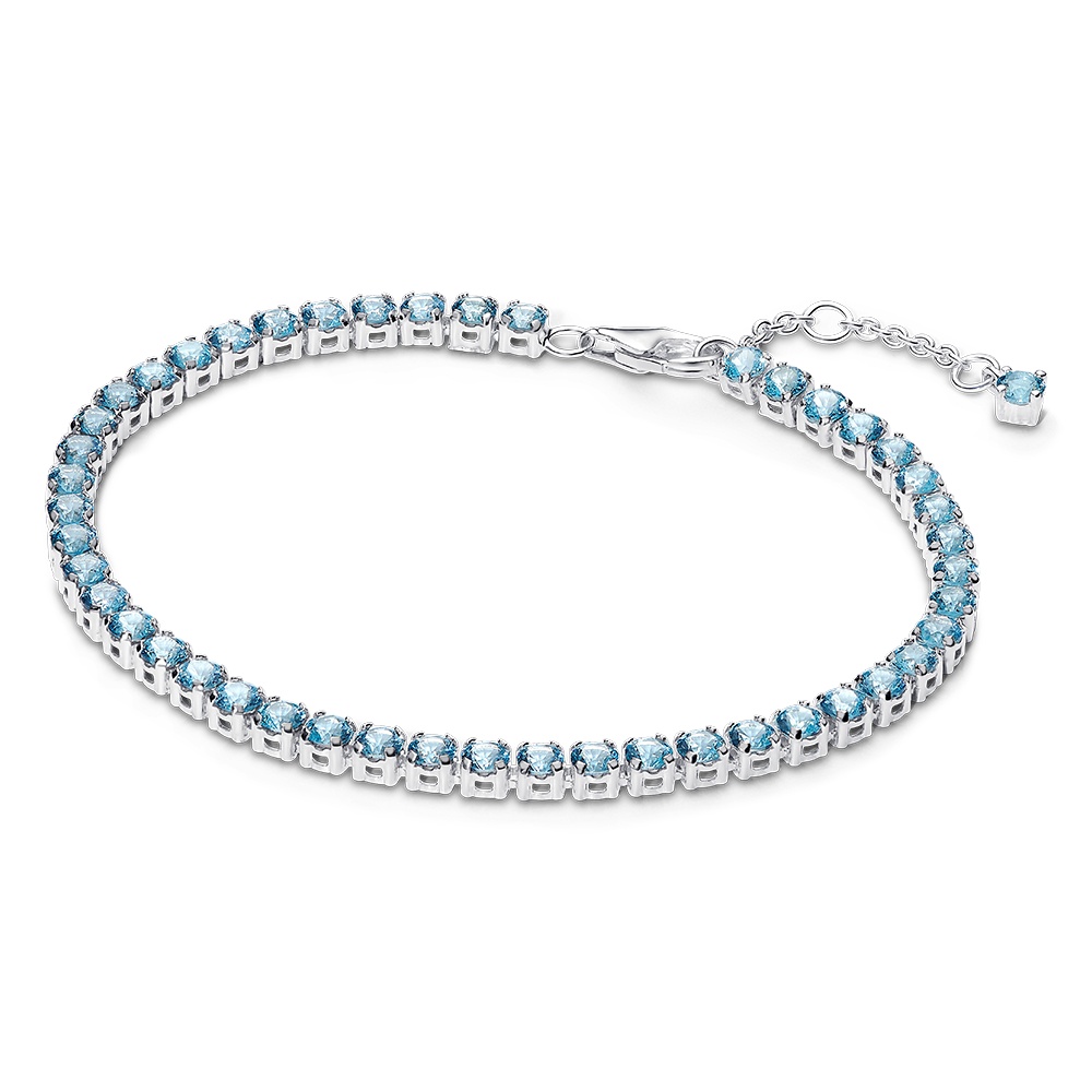 Pandora Tenisový stříbrný náramek se světle modrými zirkony Timeless 591469C03 18 cm