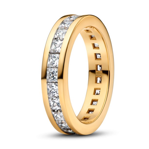 Pandora Třpytivý pozlacený prsten Kroužek věčnosti Shine 163797C01 56 mm