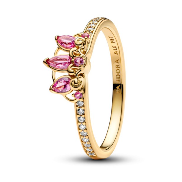 Pandora Třpytivý pozlacený prsten s diadémem princezny Lociky Disney 163651C01 52 mm