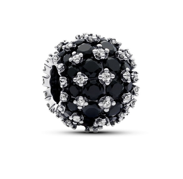 Pandora -  Třpytivý stříbrný korálek s černými zirkony 792630C04