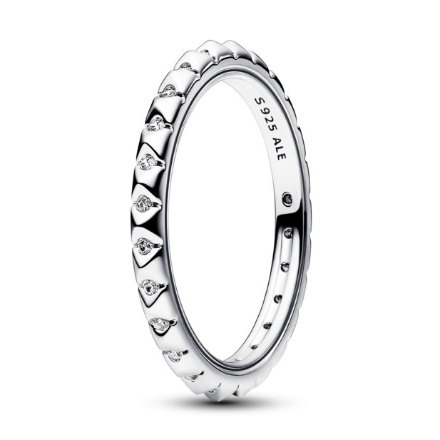 Pandora Třpytivý stříbrný prsten s kubickou zirkonií Pyramidy Me 192800C01 62 mm