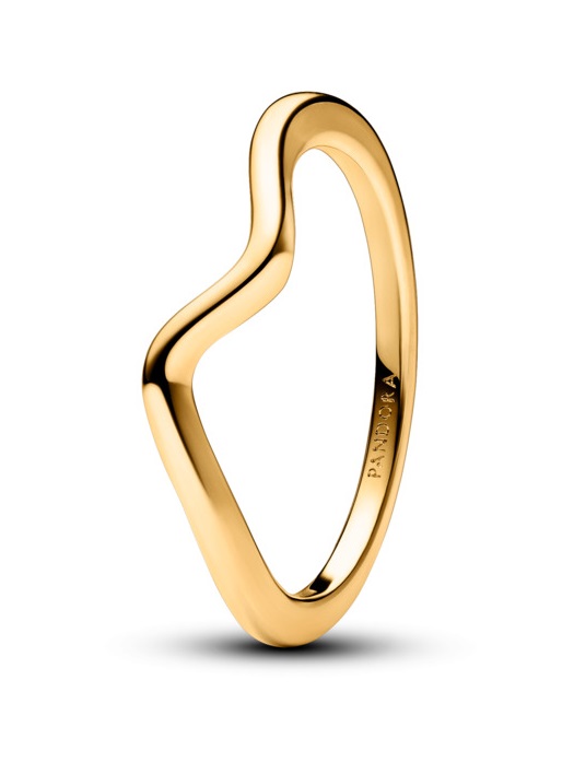 Pandora Vlnitý pozlacený prsten Timeless Shine 163095C00 54 mm