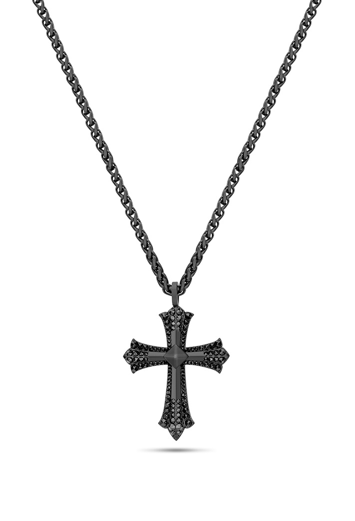 Levně Police Ocelový pánský náhrdelník Kříž s krystaly Kudos PEJGN2112822