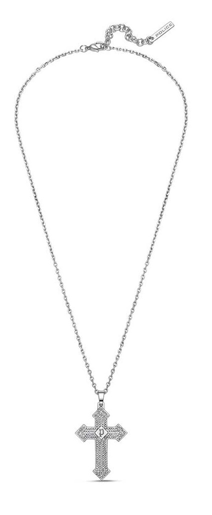 Police Pánský ocelový náhrdelník Kříž s krystaly Stoneset PEAGN0036501