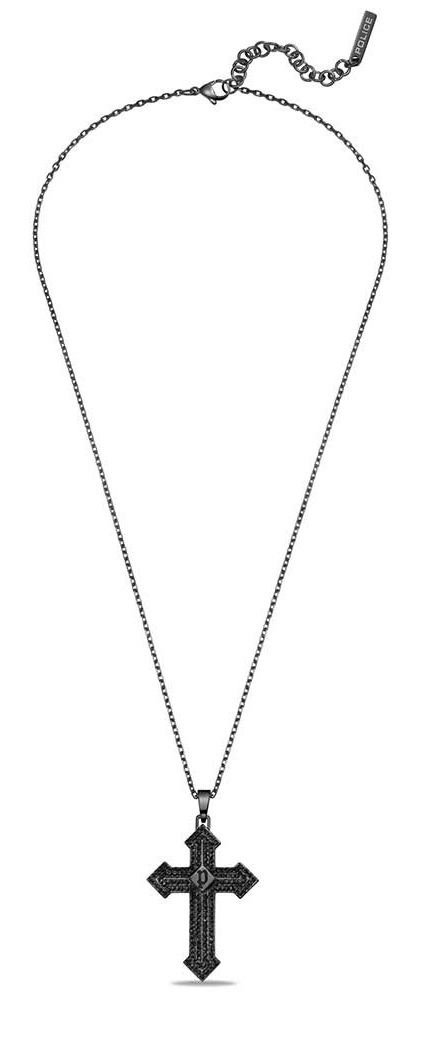 Police Pánský ocelový náhrdelník Kříž s krystaly Stoneset PEAGN0036502