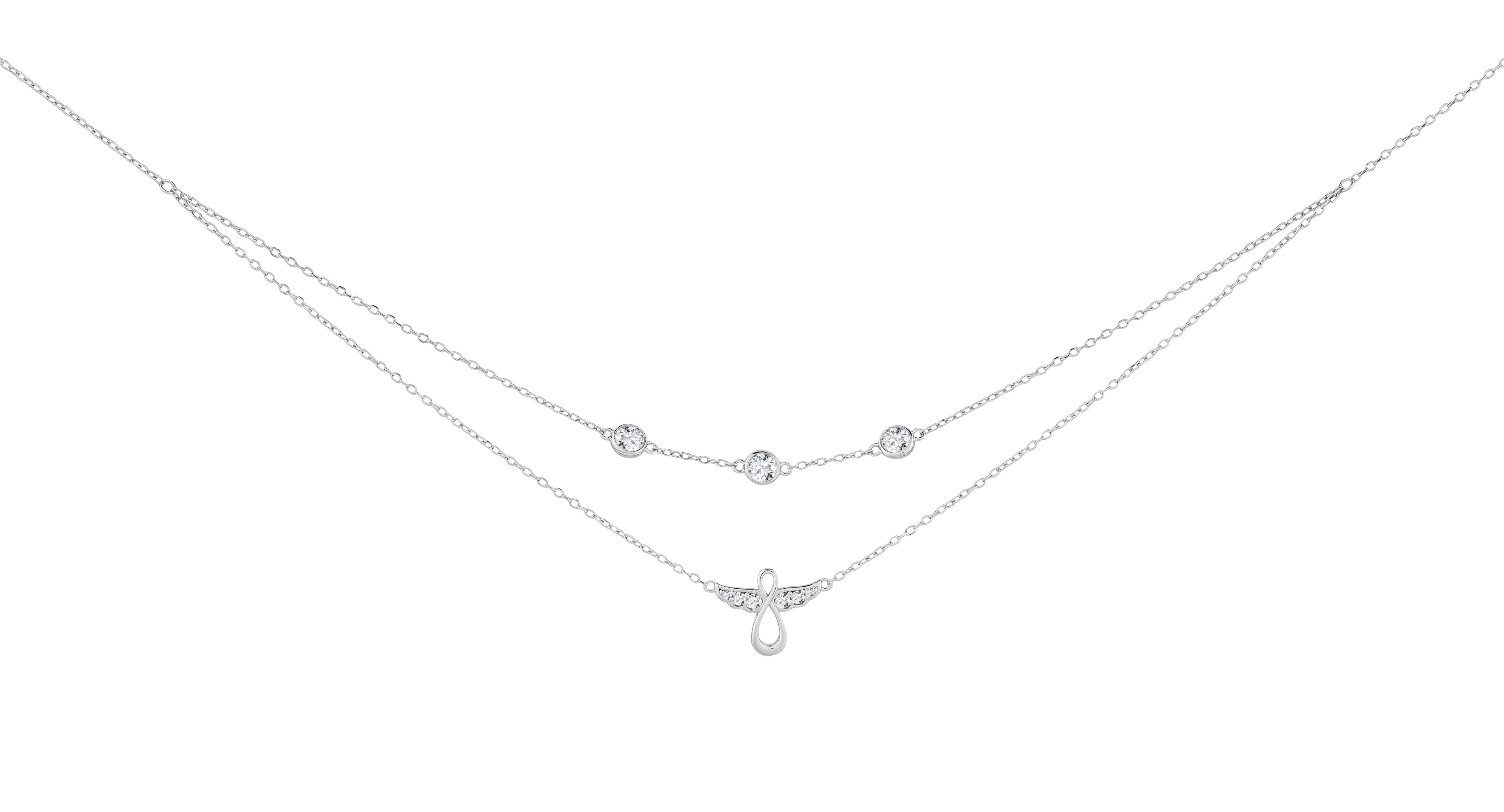 Preciosa Dvojitý stříbrný náhrdelník s kubickou zirkonií Guardian Angel 5365 00